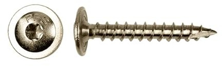 Lot de 50 vis à bois à tête plate A2 en acier inoxydable Ø 8 mm x 40 mm Tx (T40) filetage partiel – Tête plate dia 22 mm VE 50 pièces + embout gratuit