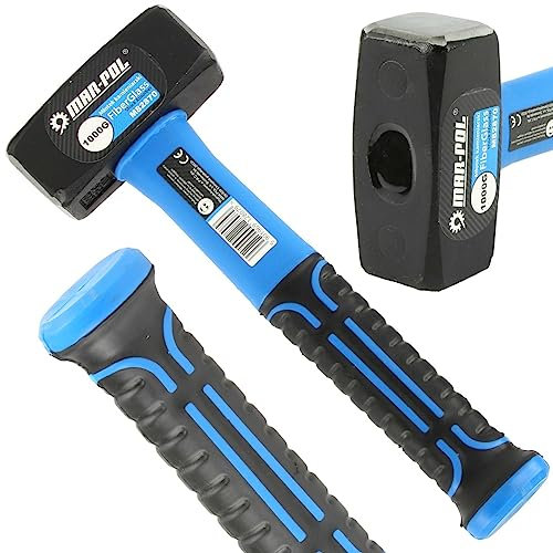 Marteau en fibre de verre de maçon | 1 kg | 26 cm | Poignée en caoutchouc | Dimensions de la tête 95 x 40 x 40 mm