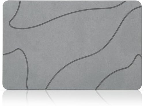 NAYAHOSE Tappetino da bagno in pietra, 100% terra di diatomacea naturale, antiscivolo, super assorbente, ad asciugatura rapida, facile da pulire (grigio scuro)
