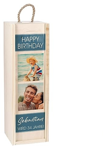 Herz & Heim® Weinverpackung personalisiert mit eigenen Fotos zum Geburtstag