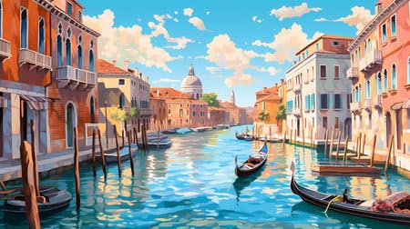 adrium Acryl-Bild 140 x 80 cm: Illustration der wunderschönen Stadt Venedig. Stadt der Gondoliere, der Brücken, des Karnevals und der Liebe. Italien (208342716)