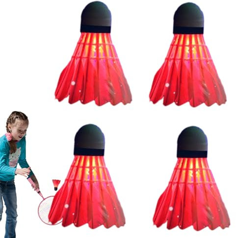 BERO Beleuchteter Badminton | Stabile Badminton-Federbälle mit Lichtern, Badminton für Hinterhof, Badminton-Spiel im Freien bei Nacht, Badminton-Zubehör, Geschenke für Teenager