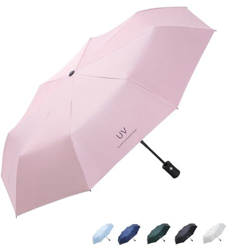 Eastrise Windproof Travel Umbrella with 8 Sturdy Ribs and Black Anti-UV Coating,Compact and Foldable,One-Touch Automatic Opening and Closing Handle,Lightweight,Strong(5 Colour)