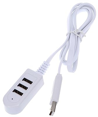 Hub Multiport USB Encastrable Blanc en Plastique, Chargeur 3a | Ligne D'extension 1,2m, Transmission de Données Rapide, Mini Compact et Facile à Transporter