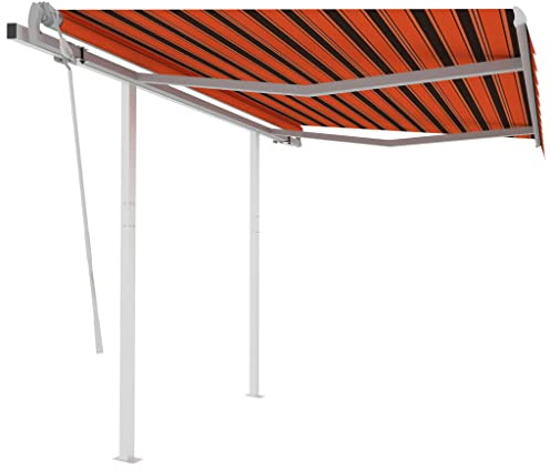 Balkon überdachung Türüberdachung Regenschutz Balkon Gelenkarmmarkise Einziehbar mit Pfosten 3x2,5 m Orange BraunGeeignet für Haustür,Balkon, Pavillion
