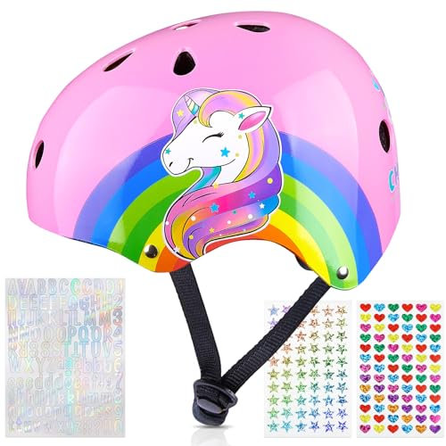 Unicorn Castle Kinder Fahrradhelm Einhorn Helm für Mädchen,Verstellbarer Kinderhelm für Fahrrad,Skateboard,Scooter,Skaten,3-8 Jahre