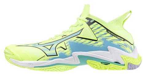Mizuno Wave Lightning Neo 3 Volleyball Shoe | Unisex Indoor Court Shoe | Neo Lime/Misty Blue | US Men's 9.5 | US Women's 11