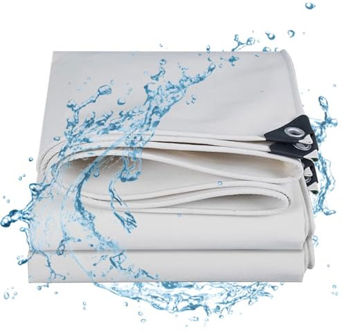 Weiße, strapazierfähige Plane aus Segeltuch, 1 x 1 m, 1 x 1,5 m, 3 x 2 m, 3 x 4 m, 4 x 5 m, 600 g/m², wasserdichte Abdeckung, Plane, Bodenplane, Campingplane, Zelt – Unterstützung nach Maß(2x5.5m)