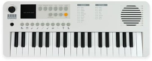 Axus 37 Mini Tastiera Portatile In Bianco Artico: Divertente Pianoforte Elettrico Per Principianti, Usb-C O Alimentazione A Batteria
