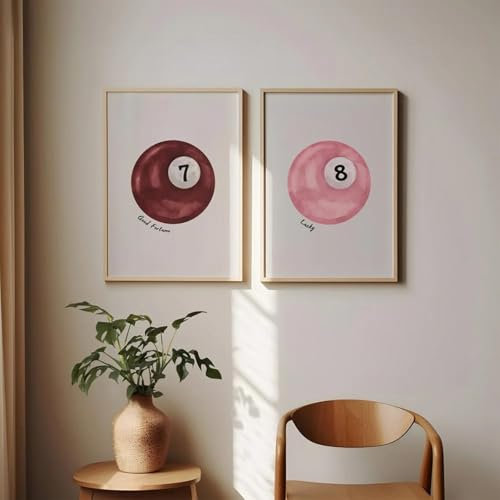 RDRDtbtr Minimalistisches Pärchen-Billard-Leinwandgemälde Poster und Kunstdruck modernes Leinwand-Wand Bilderbild Geschenk für den Innenbereich Wohnzimmer Heimdekoration 50 x 70 cm x 2 ungerahmt