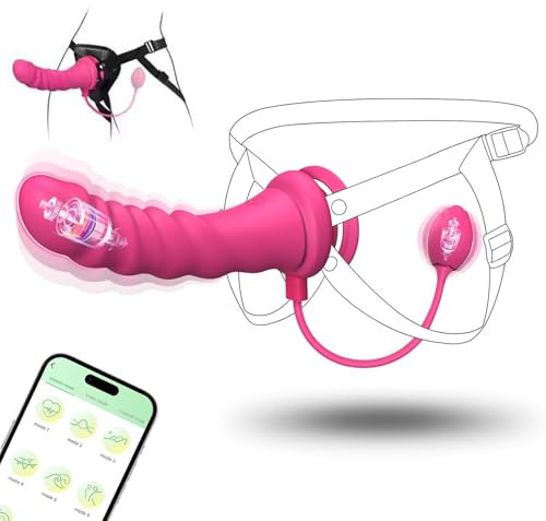LYAMais Doppelendiger Dildovibrator Lesbisch Erotische Masturbator, G Punkt Vibratoren für Frauen, Anal Dildo AnalVibrator, Mit Gürtel 9 Vibrationsmodi APP-Steuerung Vibratorensets für Frauen