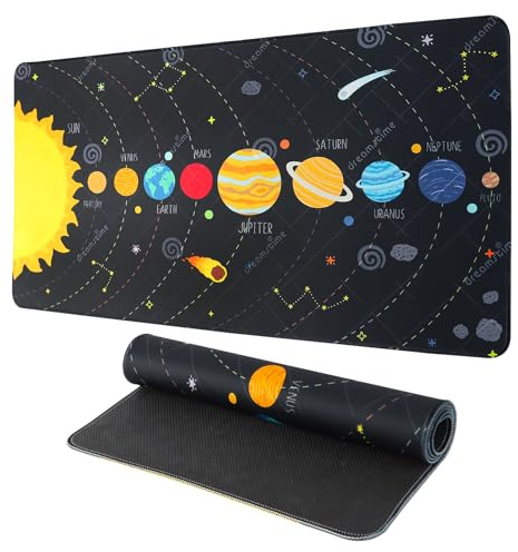 GmeDhc Schreibtischunterlage Kinder | Sonnensystem Universum Schreibunterlage Kinder Abwischbar, Schreibtischunterlage aus Gummi, 30*70cm für Junge Mädchen