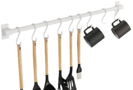 Wansiman Porta Utensili da Cucina,Barra Portautensili Cucina,Ganci Cucina,Porta Utensili Cucina da Parete,Ganci Cucina Senza Buchi,Barra Portautensili da Cucina Adesiva,Salvaspazio,Cucina