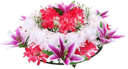 OSOLADY Ghirlanda Funebre Di Fiori Artificiali Per Sacrificio Elegante Di Commiato Per Cimitero Decorazione Realistica Per Onorare Cari Estinti Colori Morbidi e Design Delicato