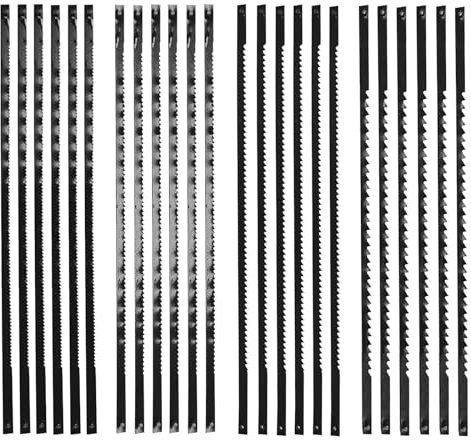 HAPPOW 24 Stück Dekupiersägeblätter,127mm Laubsägeblätter mit 10/15/18/24 Zähne, Karbonstahl Laubsägeblätter rund, Dekupiersägeblätter rund mit Stift, für Holz, Kunststoff, Schaumstoff,Weiches Metall