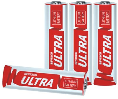 BEVIGOR AA Lithium Batteries 4 Pieces, 1.5V High Capacity Batteries, Non-rechargeable AA Batteries, Suitable For a variety of household appliances, safety equipment