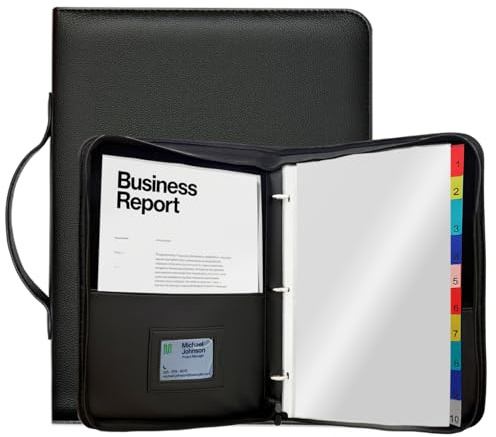 Binder with Plastic Sleeves with Handle and Zipper, Folder with 40 Pocket for Letter/A4 Size(11 x 8.5), 3 Ring Binder with 10 PP Divider Pages for Artwork, Document
