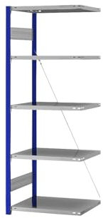 eurokraft | Steckregal | Bauart leicht | einseitig | HxBxT 2000 x 750 x 500 mm | blau/verzinkt | Anbauregal