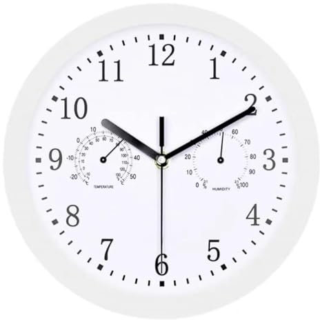 Nudorpn Wanduhr Außen Outdoor, 25CM Wetterfeste Gartenuhr mit Thermometer und Hygrometer, wasserdichte, für Terrasse, Balkon, Garten, Heimdekoration