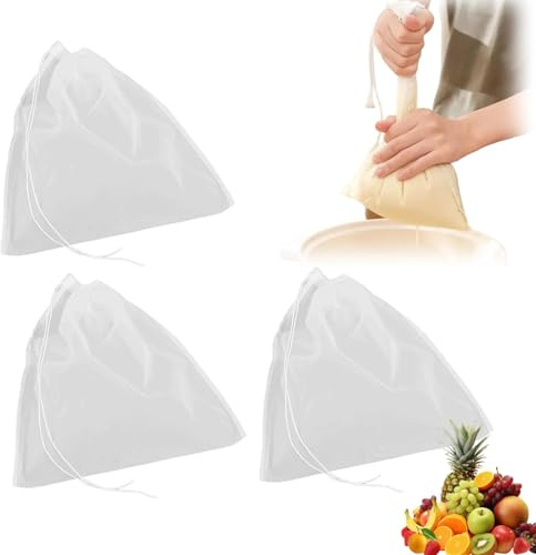 3 STK Filterbeutel 60 * 45cm Braubeutel Brew Bag 100 Micro Hopfenfilterbeutel Nylon Hopfensack für Bier, Weißer Pressbeutel, Filtertuch, Quetschtuch, Nussmilchbeutel für Fruchtpresse & Weinherstellun