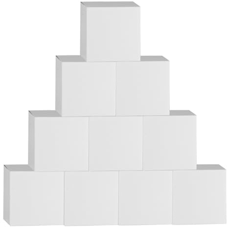 10 Stk Geschenkbox Kleine Geschenkboxen Weiß, 12x12x12 cm Weiße Papier Karton Geschenkschachteln mit Deckel für Geschenke, Partys, Geburtstag, Hochzeit, Kommunion, Halskette, Ohrring, Süßigkeiten
