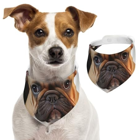 Hundehalstuch, niedlich, französische Bulldogge, verstellbar, waschbar, doppelseitig, Haustier-Halstuch, Baumwolle, Dreieck-Lätzchen, Hunde-Schals, Katzenschals für Welpen, Kostüm, Zubehör, Größe M
