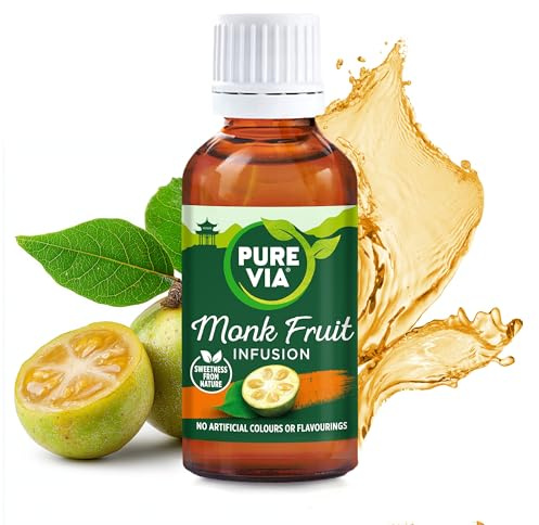 Pure Via Monk Fruit Infusion 30ml Bottle – Plant-Based Sweetness from Real Fruit, Naturally Contains Fruit Sugars, Great Taste, Vegan, Gluten Free, Nothing Artificial