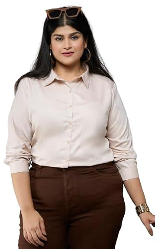 Style Quotient Camicia formale da donna in chambray blu, BEIGE, 52