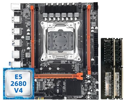 Placa Madre Kit de Placa Base Fit For MOUGOL X99 DDR4 con procesador Xeon E5-2680 V4 y 16 GB Memoria RAM Doble Canal (2 x 8 GB) LGA2011-3