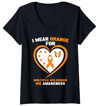 Mujer Me Pongo Naranja para la Conciencia de la Esclerosis múltiple Camiseta Cuello V