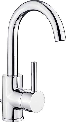 Cornat Waschtischarmatur Fiora – Wasserhahn fürs Bad – verchromt | Mit Ablaufgarnitur – Schwenkbar – klare Linienführung – komfortable Bedienung – stabile Ausführung – einfache Montage