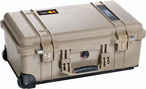 PELI 1510 Stoßfester Transportkoffer mit Kugelgelagerten Laufrollen für Empfindliche Ausrüstung, IP67 Wasser- und Staubdicht, 27L Volumen, Ohne Schaum, Desert Tan (Sand)