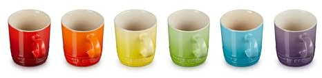 LE CREUSET Set 6 Tazze Espresso in gres vetrificato, 100 ml Ciascuna, Multicolore Arcobaleno, 79114108359030