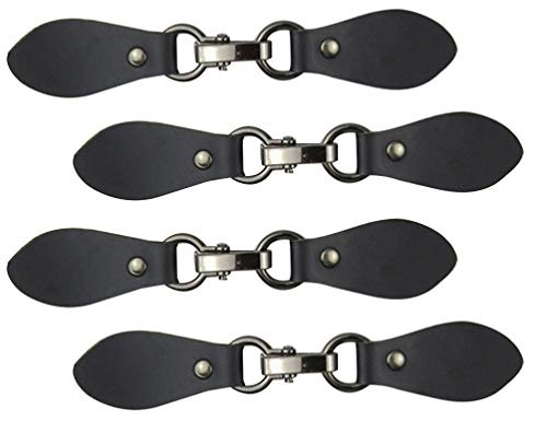 Healifty 4Pcs Leder Tab Verschluss Verstellbare Schwarze Lasche mit Schwarzer Schnalle