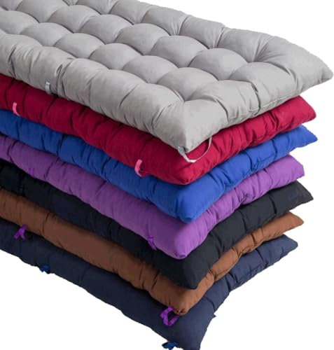 Rmeet Cojín de Banco de 2/3 plazas, Cojines de Asiento de Banco de jardín de 8 cm de Grosor, cojín Rectangular de algodón para tumbonas, Columpios, Patio, Interior (120 x 50 cm, Gris)