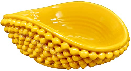sicilia bedda - Vaso Centrotavola Pigna in Ceramica di Caltagirone - Prodotto Realizzato interamente a Mano - Altissima Qualità (Giallo, Ovale 12x32)