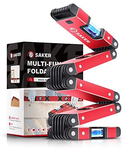 Saker Multi-function Foldable Level, 28-Inch Level Tool,Father Day Gift for Him Her,Multi-Angle Measurement Woodworking Tool,Precise Leveling In Any Position,Folding Level Tool To Save Your Time