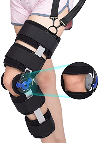 Tairibousy Hinged ROM Knee Brace Post Op Knee Brace Adjustable Knee Immobilizer Support with Side Leg Stabilizers