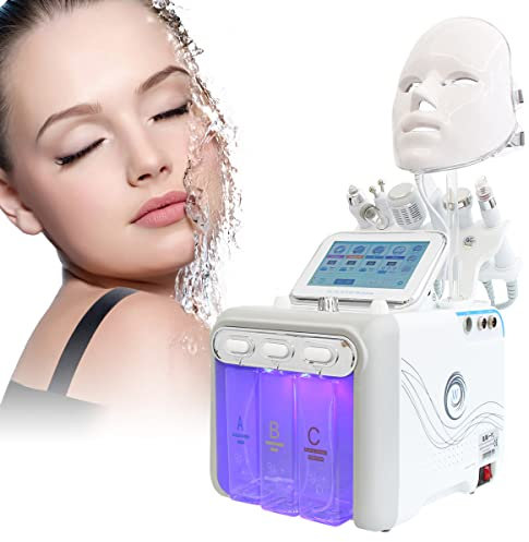 Hydro Oxygen Jet Micro Bubbles Sprayer, FAZJEUNE Skin Scrubber Spray Machine with 7 Color LED Facial Mask Pore Blackhead Clean Facial Beauty Machine Microdermabrasion Face Cleaning for Home, Spa