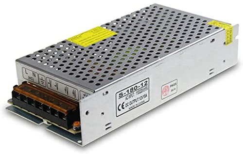 Dawafit DC 12V 15A 180W Transformateur D'Alimentation Commutateur 110V / 220V à DC 12V 20Amp Commutation Adaptateur Convertisseur LED(15A)