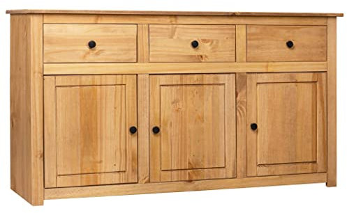 puraday Sideboard 135x40x80 cm Massivholz Panama-Kiefer Schubladenschrank Kommode Mit Schubladen Komodenschrank Kommode Vintage Sideboard Holz Sideboard Vintage Schubladenkommode Kommode Holz