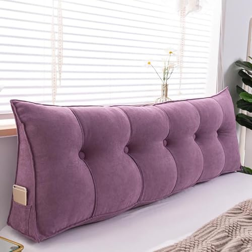 UYSELA Keilkissen Lesekissen für Bett und Sofa Lehnenkissen Rückenkissen Kopfteil Bett Rückenlehne Großes Dreieckiges Lendenkissen für Sofa Lendenkissen Bettkopfteil,Lila,Length 120cm/47.24in