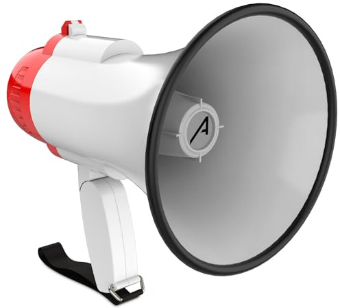 Audibax Denton 10 - Megafono ergonomico da 10 W - Riproduzione MP3 - Registrazione vocale - Batteria ricaricabile - Fuzione della Sirena