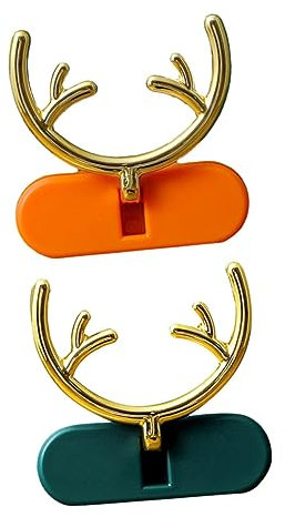 Amosfun 4pcs Antler Hook Bathroom Elk Towel Hanger Charger Cable Plug Fixed Hook Adhesive Wire Holder Outlet Plugs Headphone Hook Cable Wire Organizer Clips Key Hole Hook Abs