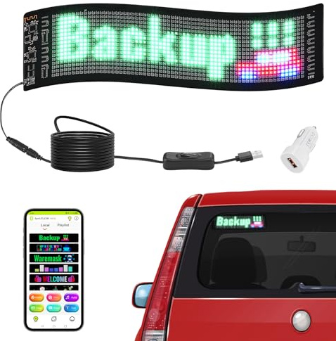 VEVOR Señal luminosa LED programable flexible, panel de visualización desplazable a todo color P5, panel publicitario, control de aplicaciones Bluetooth, para tienda, bar, publicidad, 38x10 cm