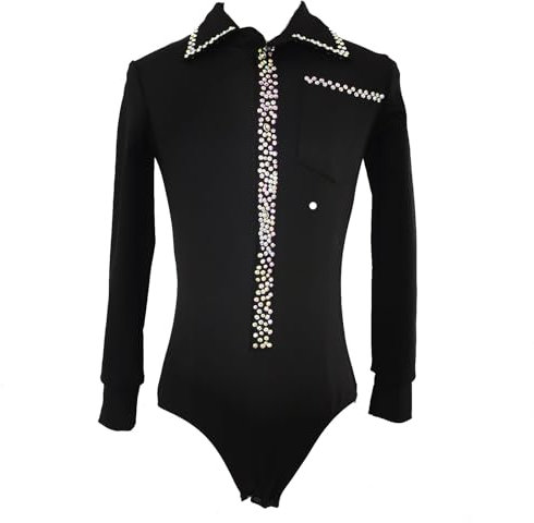 LIUHUO Herren Eiskunstlauf Performance Kostüm Trainingsanzug Top Premium Qualität, Schwarz, 150 cm