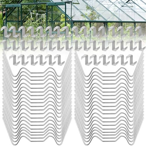 SLTAXAR 50 Pezzi Clip per Serre in Acciaio Inox con 50 Clip a Forma di Z Clip per Vetri a Serra Clip per Vetro Serra W Clip di Fissaggio per Pannelli di Vetri per Fissare il Vetro della Serra