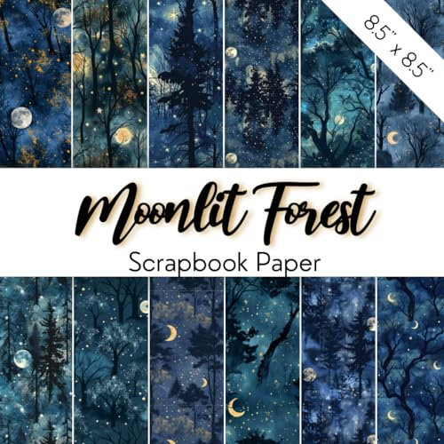 MOONLIT FOREST Scrapbook Paper: Decorative Scrapbooking Pages With Woods Shades | Midnight Moon, Stars, Trees and Night Inspired By Spooky Halloween, ... Kid's Crafts, Card Decorating, Collag