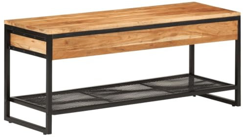 Homgoday Balkonbank, Gartenbank, 110 x 35 x 45 cm, Massivholz aus Akazien und Eisen, Bank für Balkon, Gartenbank, strapazierfähig, für Terrasse
