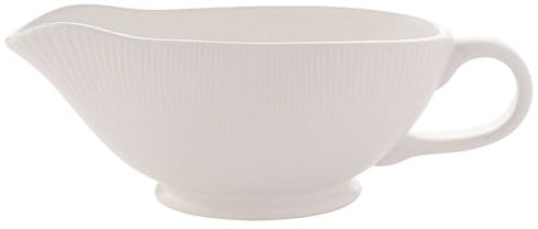 Widdop and Co Hestia White Ribbed Stoneware Dinnerware Dinner Set - Gravy Dish - Contemporary Stylish Tableware - Lovely Gift Idea Housewarming Dining Dishes Serving